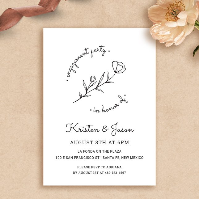 Invitación a la fiesta de compromiso con las flore (Wildflower Engagement Party Invitation by Fiesta Valley Print)
