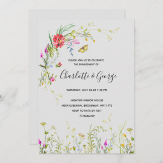 Invitación a la fiesta de compromiso con las flore