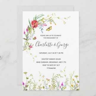 Invitación a la fiesta de compromiso con las flore