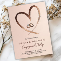 Invitación a la fiesta de compromiso con un corazó