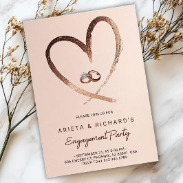 Invitación a la fiesta de compromiso con un corazó
