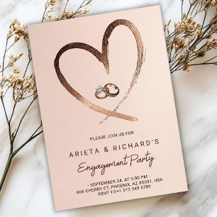 Invitación a la fiesta de compromiso con un corazó