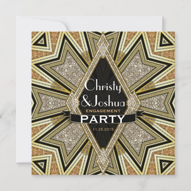 Invitación a la fiesta de compromiso de Art Deco G (Anverso)