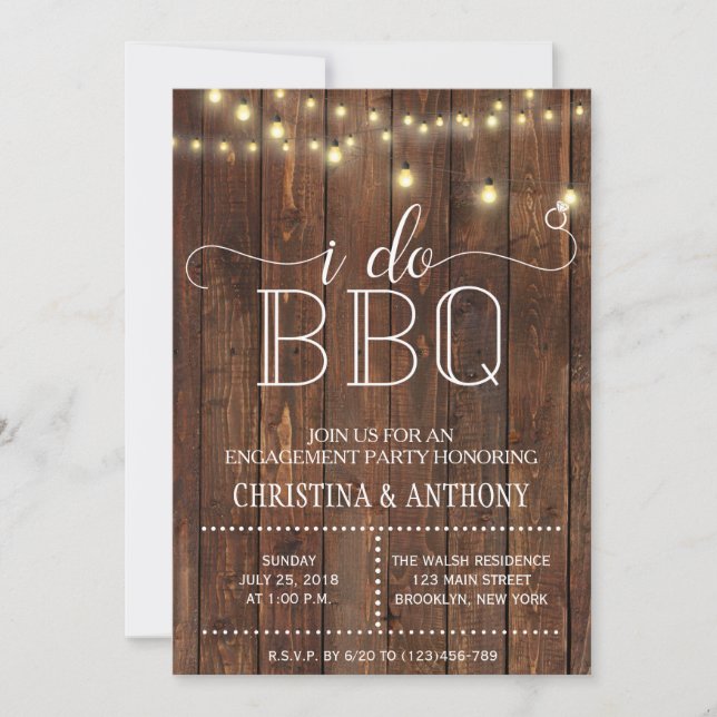 Invitación a la fiesta de compromiso de barbacoa (Anverso)