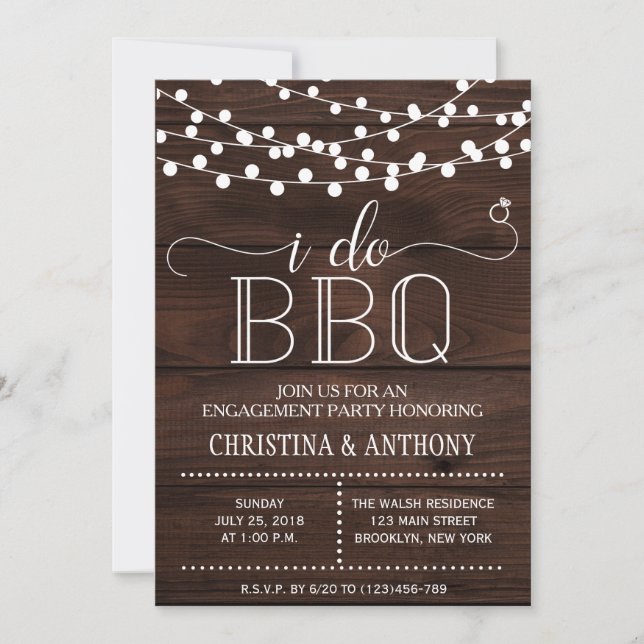 Invitación a la fiesta de compromiso de barbacoa (Anverso)