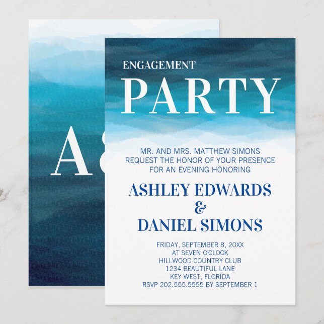 Invitación a la fiesta de compromiso de Bodas de O (Anverso / Reverso)