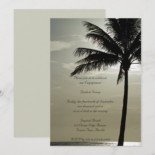 Invitación a la fiesta de compromiso de bodas de P (Anverso / Reverso)