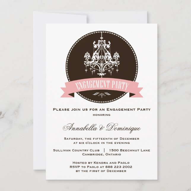 Invitación a la fiesta de compromiso de candelabro (Anverso)