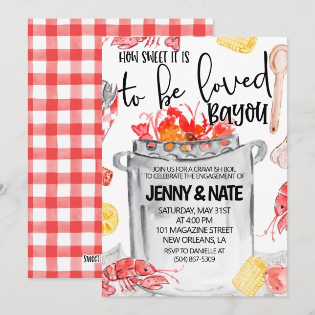 Invitación a la fiesta de compromiso de cangrejos  (Anverso / Reverso)