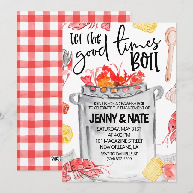 Invitación a la fiesta de compromiso de cangrejos  (Anverso / Reverso)