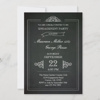 Invitación a la fiesta de compromiso de Chalkboard