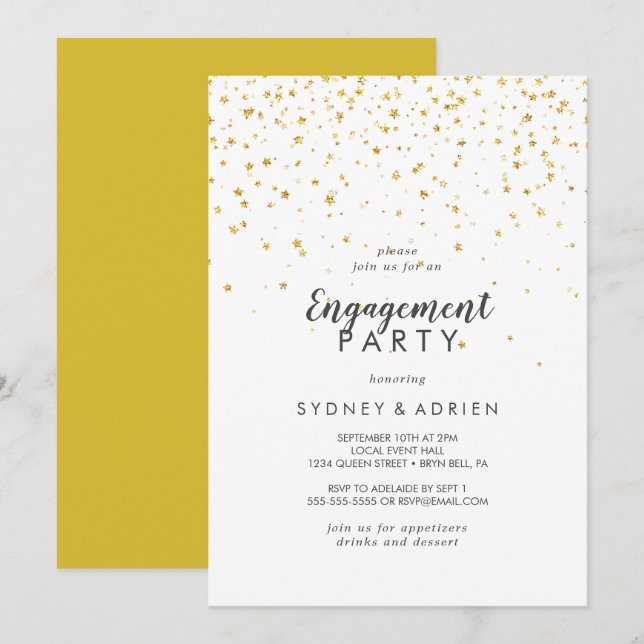 Invitación a la fiesta de compromiso de Confetti G (Anverso / Reverso)