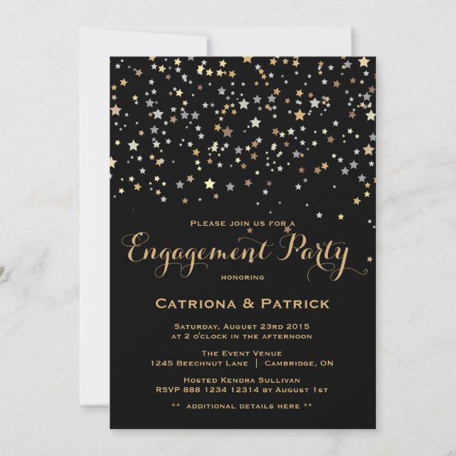 Invitación a la fiesta de compromiso de Confetti S (Anverso)