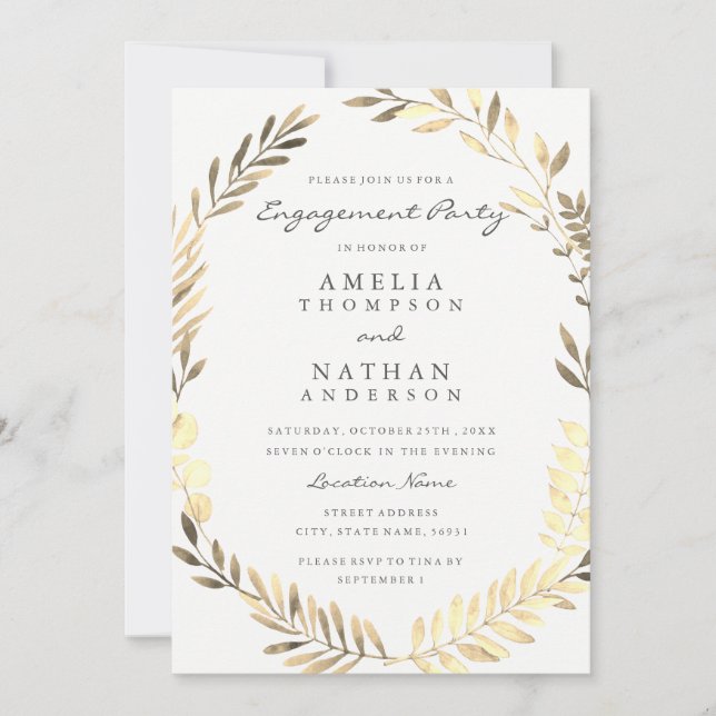 Invitación a la fiesta de compromiso de Corona de  (Anverso)