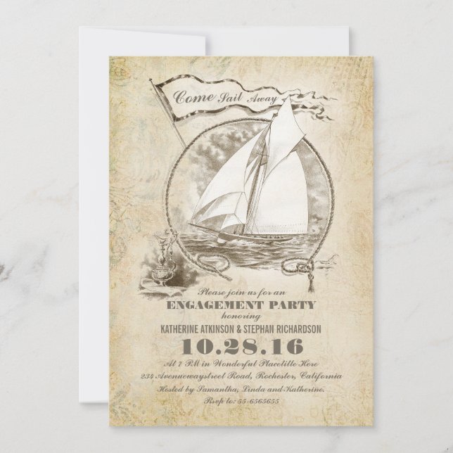 Invitación a la fiesta de compromiso de embarcacio (Anverso)