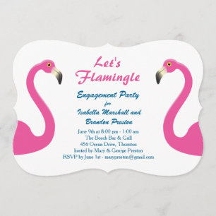 Invitación a la fiesta de compromiso de flamingo r