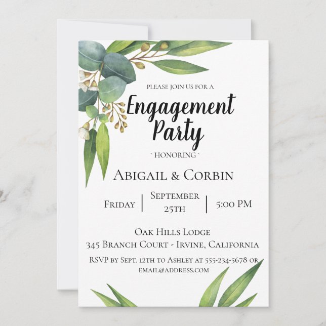 Invitación a la fiesta de compromiso de follaje de (Anverso)