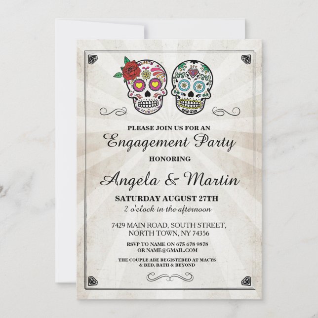 Invitación a la fiesta de compromiso de Halloween  (Anverso)