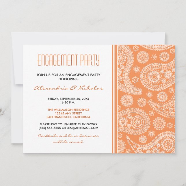Invitación a la fiesta de compromiso de Henna Pais (Anverso)