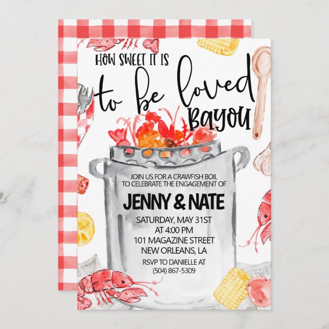 Invitación a la fiesta de compromiso de la cazuela (Anverso / Reverso)