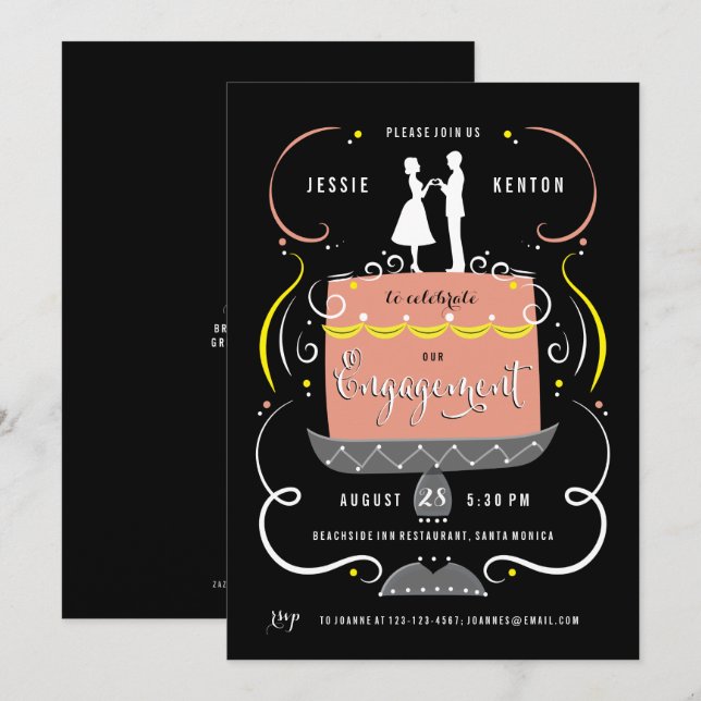 Invitación a la fiesta de compromiso de la pareja  (Anverso / Reverso)