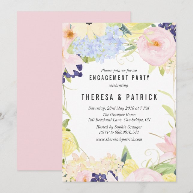 Invitación a la fiesta de compromiso de las flores (Anverso / Reverso)