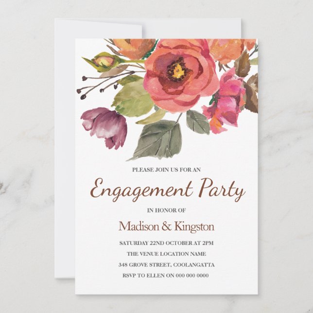 Invitación a la fiesta de compromiso de las flores (Anverso)