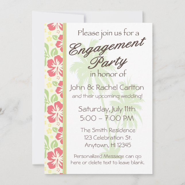 Invitación a la fiesta de compromiso de Luau en Ha (Anverso)