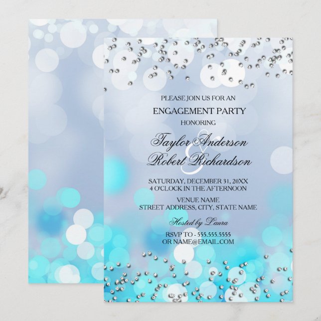 Invitación a la fiesta de compromiso de luces de e (Anverso / Reverso)