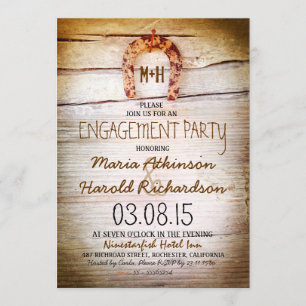 invitación a la fiesta de compromiso de madera de