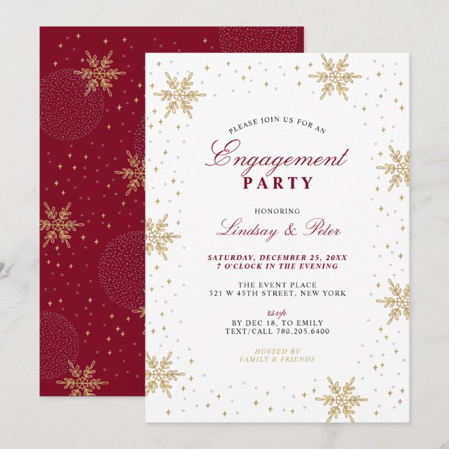 Invitación a la fiesta de compromiso de Navidades  (Anverso / Reverso)