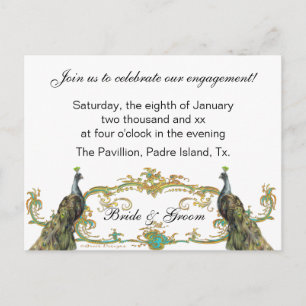 Invitación a la fiesta de compromiso de Peacock y