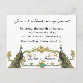 Invitación a la Fiesta de compromiso de Peacock y