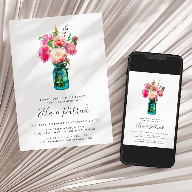 Invitación a la fiesta de compromiso de Peony Bouq (Subido por el creador)