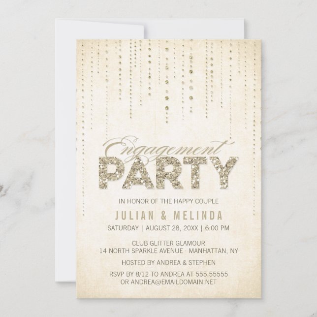 Invitación a la fiesta de compromiso de Purpurinas (Anverso)