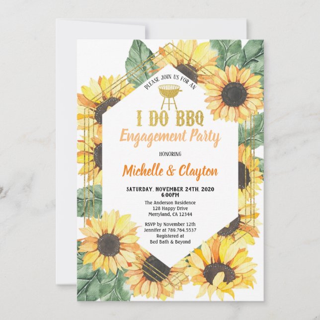 Invitación a la fiesta de compromiso de Sunflower  (Anverso)