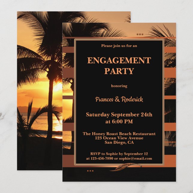 Invitación a la fiesta de compromiso de Sunset Bea (Anverso / Reverso)