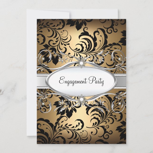 Invitación a la fiesta de compromiso de Swirl flor (Anverso)