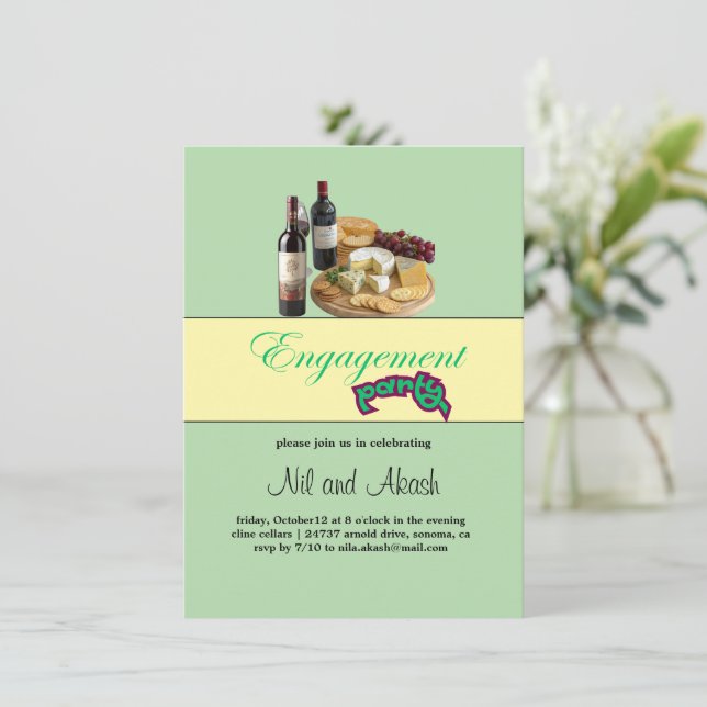 Invitación a la Fiesta de Compromiso de Vino y Que (Anverso de pie)