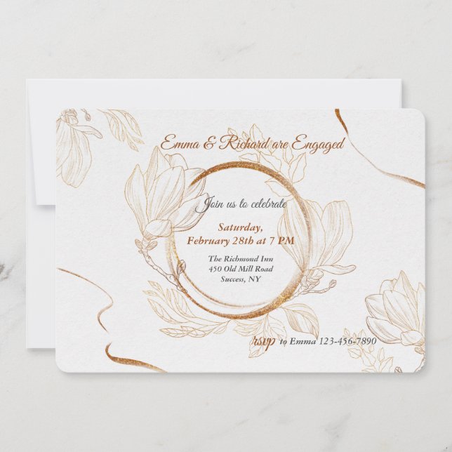 Invitación a la fiesta de compromiso del anillo de (Anverso)