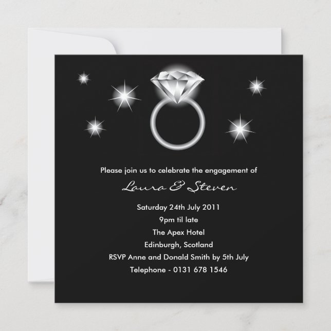 Invitación a la fiesta de compromiso del anillo de (Anverso)