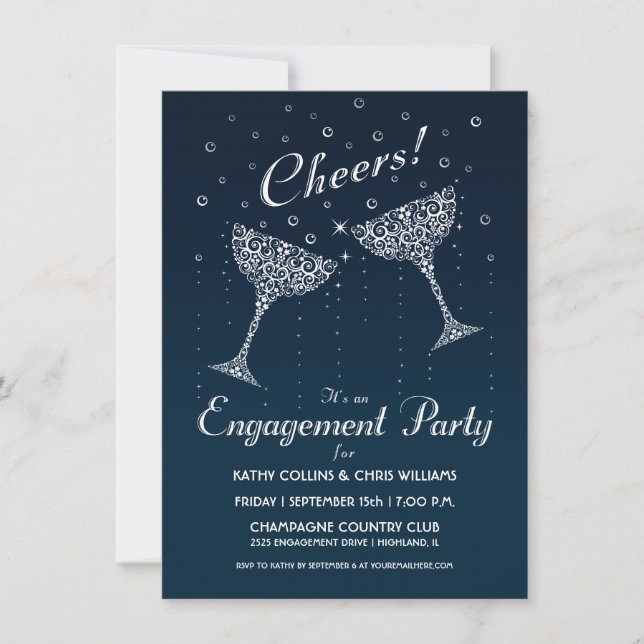 Invitación a la fiesta de compromiso del champán (Anverso)
