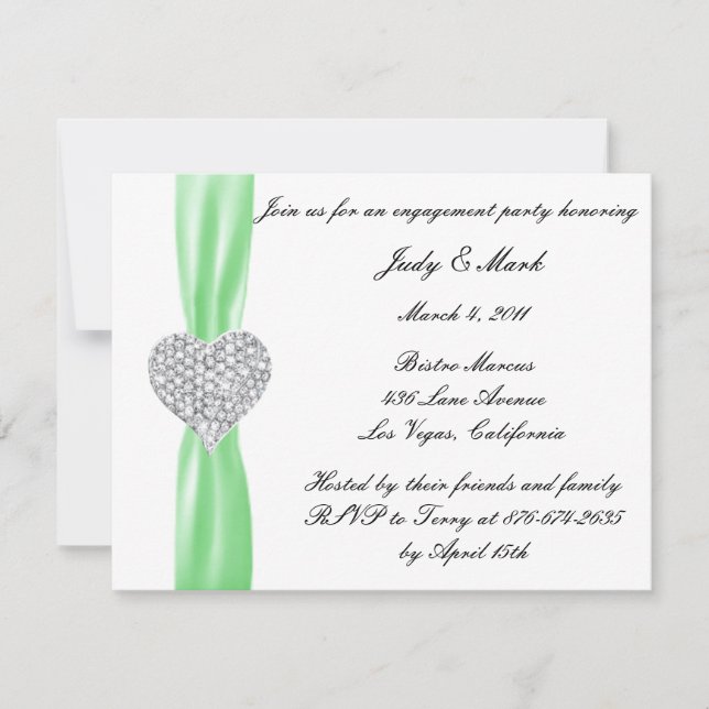 Invitación a la fiesta de compromiso Diamond Heart (Anverso)