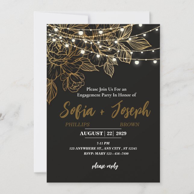 Invitación a la fiesta de compromiso elegante (Anverso)