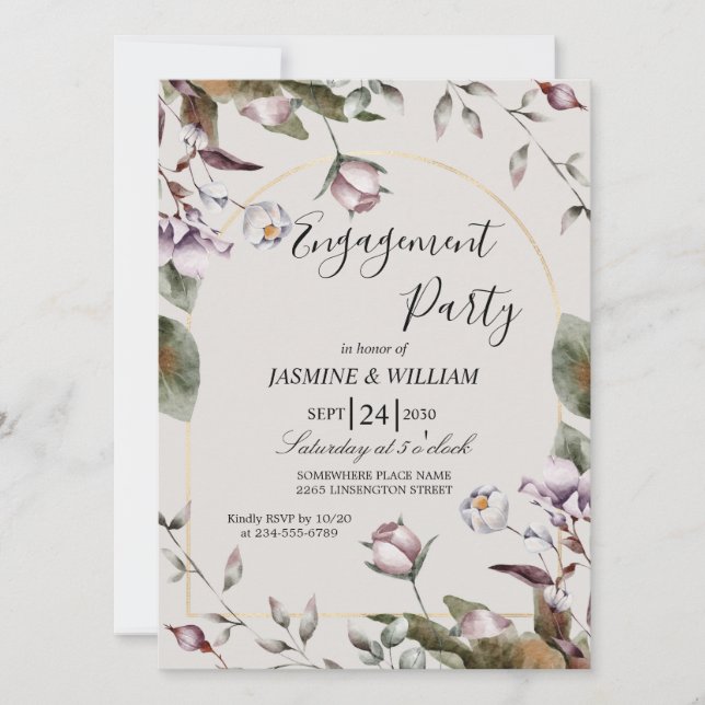 Invitación a la fiesta de compromiso elegante, Per (Anverso)