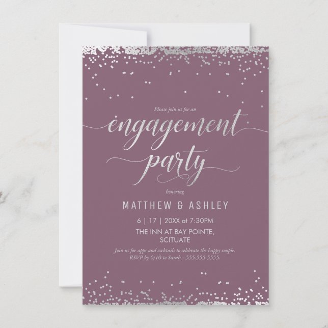 Invitación a la Fiesta de Compromiso, Elegante Pla (Anverso)
