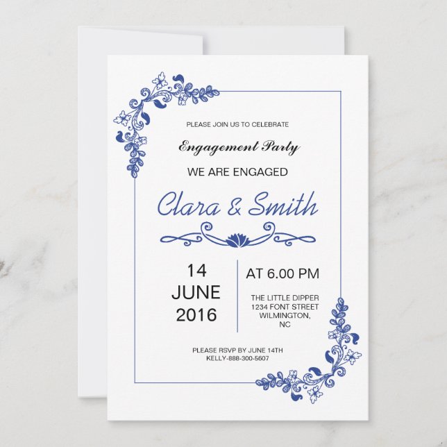Invitación a la fiesta de compromiso floral (Anverso)