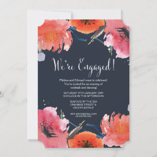 Invitación a la fiesta de compromiso floral acuare