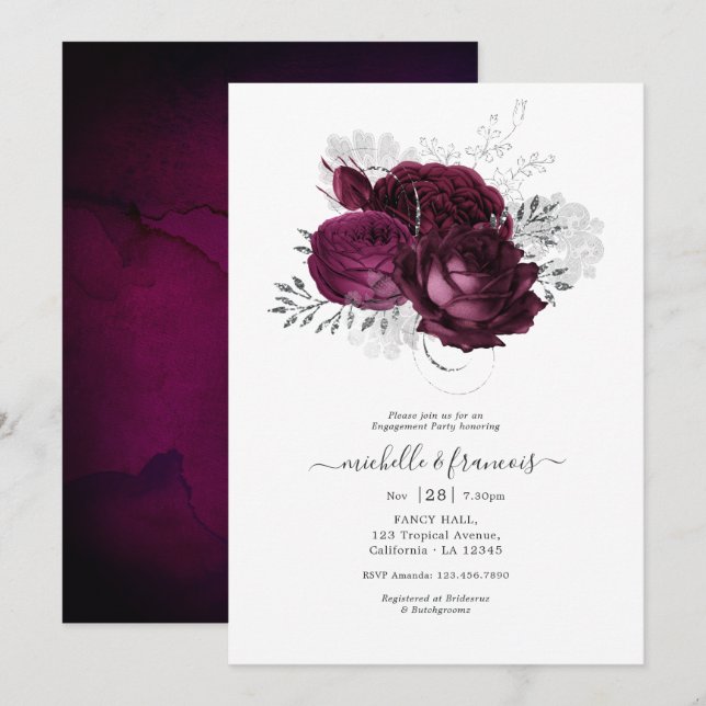 Invitación a la fiesta de compromiso floral de Bor (Anverso / Reverso)