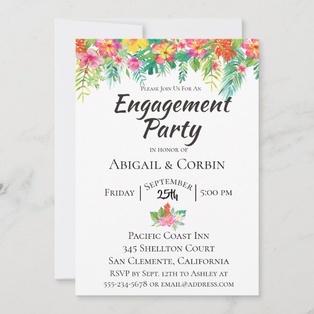 Invitación a la fiesta de compromiso floral de la  (Anverso)